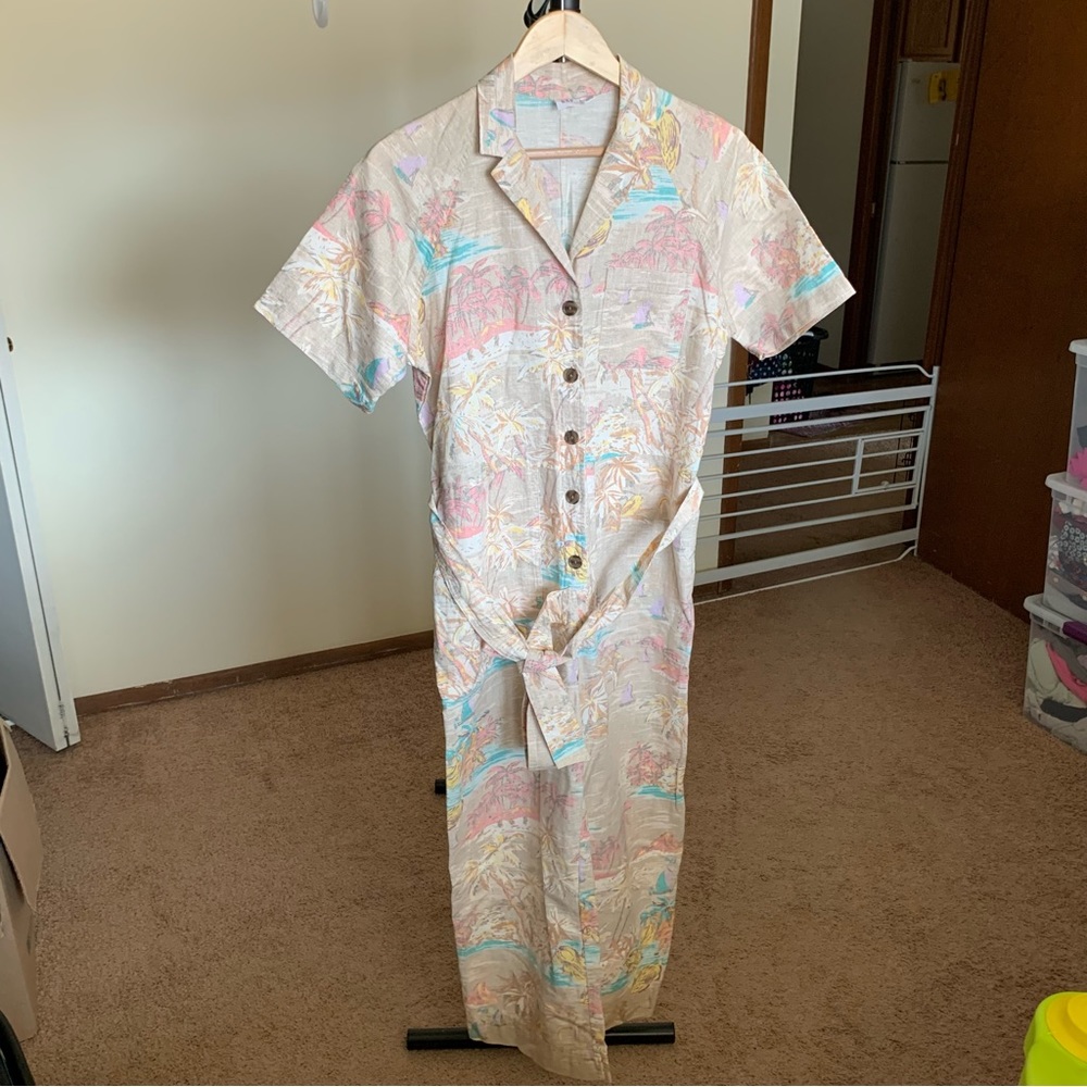 Gap Utility Floral Linen Cotton Coveralls Jumpsuit Women’s 4